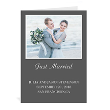 Personalised Classic Grey Wedding Photo Cards, 5X7 Portrait Folded