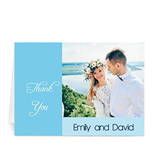 Personalised Baby Blue Wedding Photo Cards, 5X7 Folded Modern