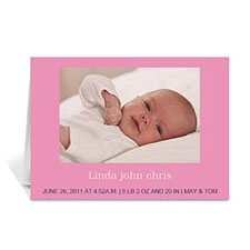 Personalised Baby Pink Photo Cards, 5X7 Folded