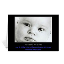 Personalised Classic Black Baby Photo Cards, 5X7 Folded