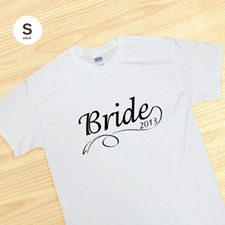 Custom Personalized Bride World, White Adult Small T Shirt