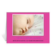 Personalised Hot Pink Baby Photo Cards, 5X7 Folded