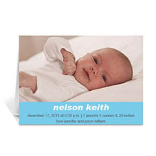 Personalised Baby Blue Photo Cards, 5X7 Portrait Folded Simple