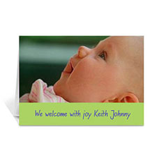 Personalised Lime Baby Photo Cards, 5X7 Portrait Folded Simple