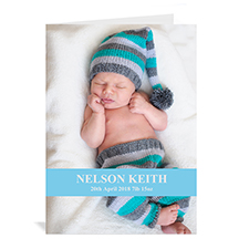 Personalised Baby Blue Photo Cards, 5X7 Portrait Folded Causal