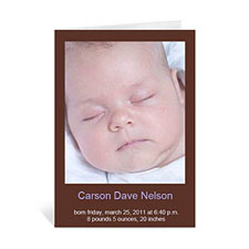 Personalised Chocolate Brown Baby Photo Cards, 5X7 Portrait Folded Causal