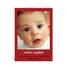 Personalised Classic Red Baby Photo Cards, 5X7 Portrait Folded Causal