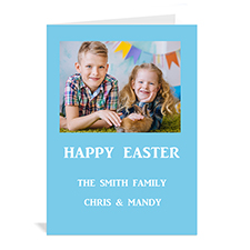 Personalised Easter Blue Photo Invitation Cards, 5X7 Portrait Folded