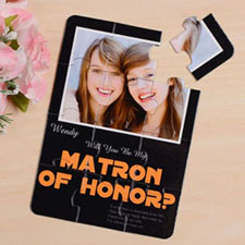 Elegant Black Will You Be My Matron Of Honor Invitation Puzzle