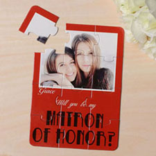 Personalised Red Will You Be My Maid Of Honor Invitation Puzzle