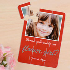 Personalised Red Will You Be My Flower Girls Invitation Puzzle