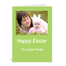 Personalised Easter Green Photo Invitation Cards, 5X7 Portrait Folded
