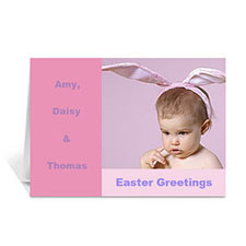 Personalised Easter Pink Photo Greeting Cards, 5X7 Folded Modern