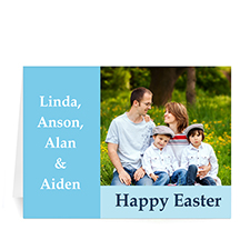 Personalised Easter Blue Photo Greeting Cards, 5X7 Folded Modern