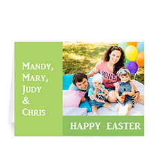 Personalised Easter Green Photo Greeting Cards, 5X7 Folded Modern