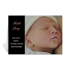 Personalised Classic Black Baby Photo Cards, 5X7 Folded Modern