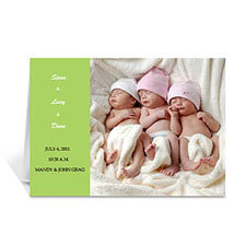 Personalised Lime Baby Photo Cards, 5X7 Folded Modern