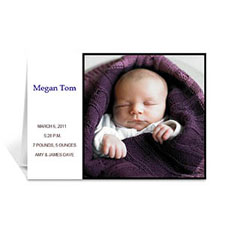 Personalised White Baby Photo Greeting Cards, 5X7 Folded Modern