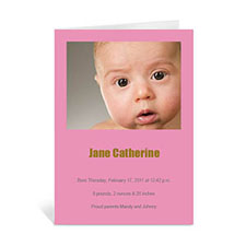 Personalised Baby Pink Photo Greeting Cards, 5X7 Portrait Folded