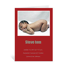 Personalised Classic Red Baby Photo Cards, 5X7 Portrait Folded