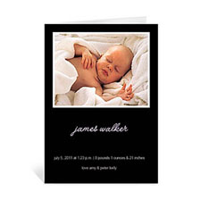 Personalised Classic Black Baby Shower Photo Cards, 5X7 Portrait Folded
