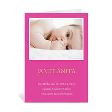 Personalised Hot Pink Baby Shower Photo Cards, 5X7 Portrait Folded
