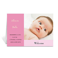 Personalised Baby Pink Baby Shower Photo Cards, 5X7 Folded Modern