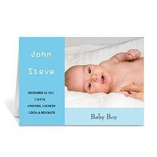 Personalised Baby Blue Baby Shower Photo Cards, 5X7 Folded Modern
