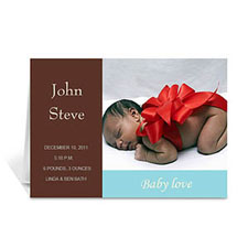 Personalised Chocolate Brown Baby Shower Photo Cards, 5X7 Folded Modern