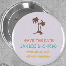 Tropical Beach Palm Tree Personalised Button Pin, 3