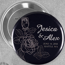 Elegant Rose Save The Date Personalised Button Pin, 3