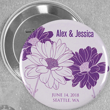 Save The Date Daisy Wedding Custom Button Pin, 3