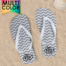 Create My Own Chevron Monogrammed  Many Colours White Straps Women Medium Flip Flop Sandals