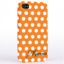 Personalised Orange Polka Dots Background iPhone 4 Hard Case Cover