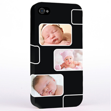 Personalised Black 3 Collage iPhone 4 Hard Case Cover