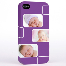 Personalised Purple 3 Collage iPhone 4 Hard Case Cover