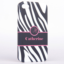Personalised Zebra Pattern Monogrammedmed iPhone 4 Hard Case Cover