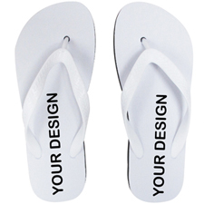 Custom Imprint Flip Flops (One Image) White Straps, Men Small