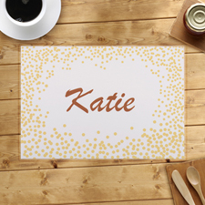 Personalised Gold Confetti Dots Placemats