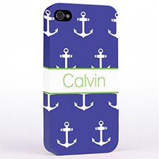 Personalised Navy And White Cute Anchors Hard Case Cover