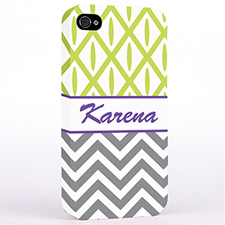 Personalised Grey Chevron Lime Ikat Hard Case Cover