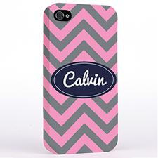 Personalised Grey Pink Chevron Hard Case Cover