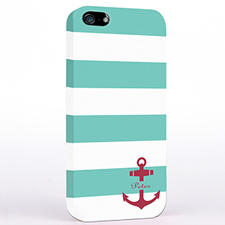 Personalised Aqua And Red Anchor Monogrammed iPhone Case