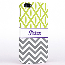 Personalised Grey Chevron Lime Ikat iPhone Case