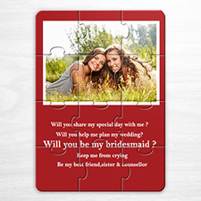 Personalised Red Wedding Photo Puzzle Invite