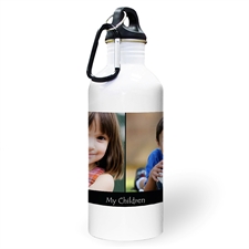 Personalised Photo Black Two Collage Textbox Water Bottle