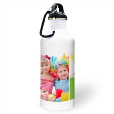 Personalised Photo Two Collage With Lime Textbox Water Bottle