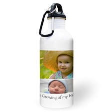 Personalised Photo White Four Collage Textbox Water Bottle