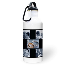 Personalised Photo Black Five Collage Water Bottle