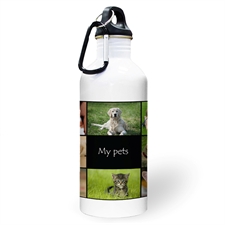 Personalised Photo Black Eight Collage Water Bottle